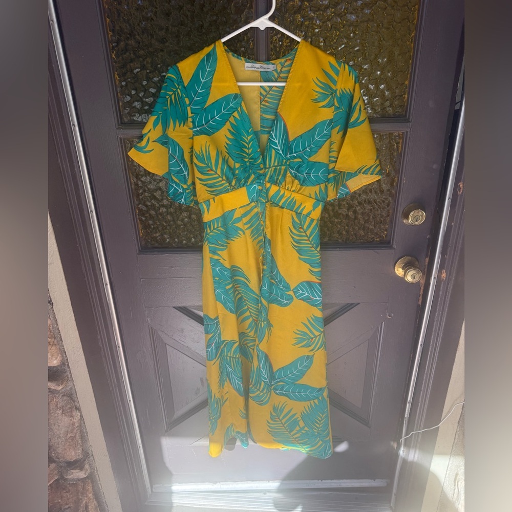 Lucy Wang long Tropical Print Dress size small